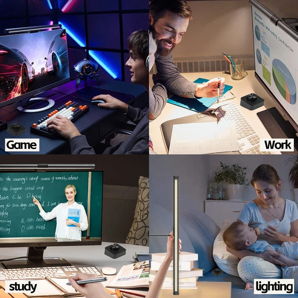 LED Monitor Light Bar Computer Screen Hanging Lights RGB Atmosphere Table Lamp For Work Study Read Gaming Dimming Lighting 44cm