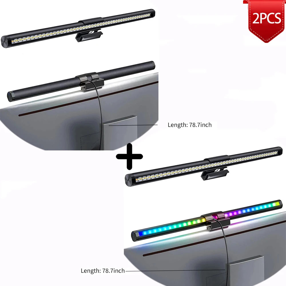 LED Monitor Light Bar Computer Screen Hanging Lights RGB Atmosphere Table Lamp For Work Study Read Gaming Dimming Lighting 44cm